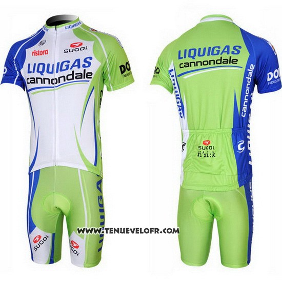 2013 Maillot Ciclismo Liquigas Cannondale Blanc et Vert Manches Courtes et Cuissard